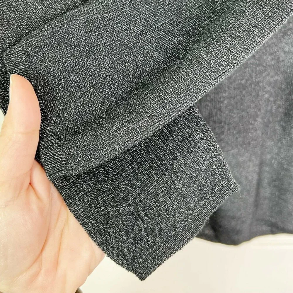 Zara Womens Black Metallic Crew Neck Pullover Asymmetrical Knit Sweater Sz M - Picture 7 of 9